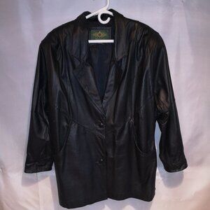 Vintage Avanti Men's Size Medium Button Closure Black Leather Jacket